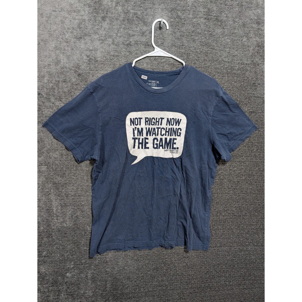Old Navy Mens XL Navy Blue Watching The Game Graphic Tee Vintage 2009 Distressed